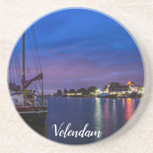 Posavasos Puerto de Volendam iluminado por la noche