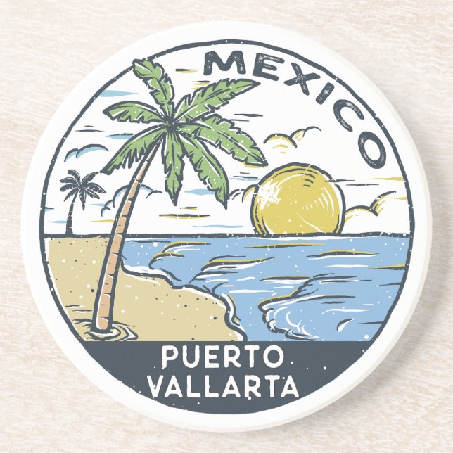 Posavasos Puerto Vallarta México Vintage (Frente)