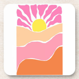 Posavasos Puesta de sol boho rosa pálido y naranja
