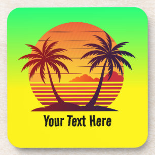 Posavasos Puesta de sol con palmeras Vector-98803