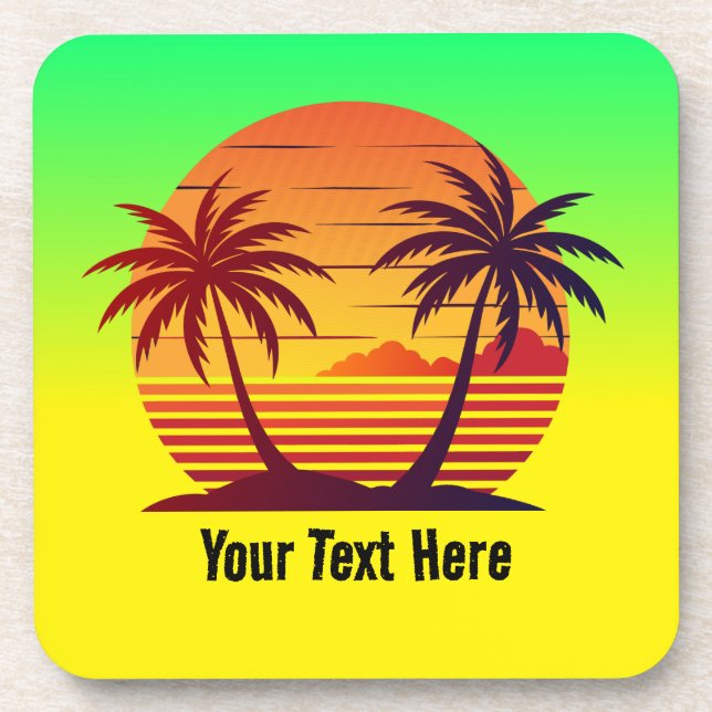 Posavasos Puesta de sol con palmeras Vector-98803 (Frente)