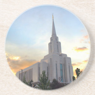Posavasos Puesta de sol del templo LDS de la montaña Oquirrh
