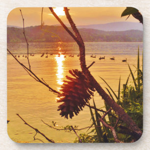 Posavasos Puesta de sol en el lago Pinecone