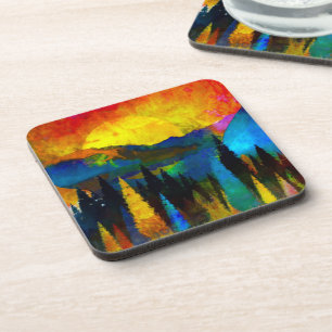 Posavasos Puesta de sol en la montaña