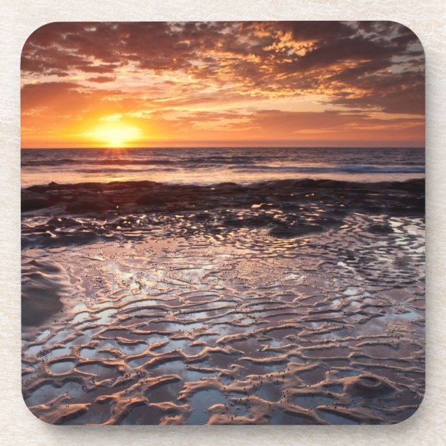 Posavasos Puesta de sol en la playa, California (Frente)