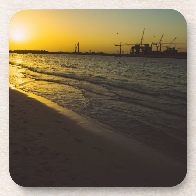 Posavasos Puesta de sol en la playa de Dubai (Frente)