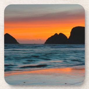 Posavasos Puesta de sol, montones de mar, Oceanside, Oregón,