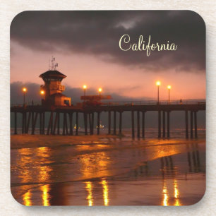 Posavasos Puesta del sol californiana - embarcadero de