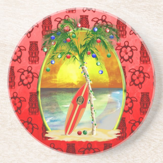 Posavasos Puesta del sol de la playa del navidad (Frente)