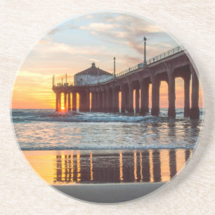 Posavasos Puesta del sol del embarcadero de Manhattan Beach