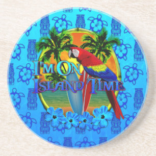 Posavasos Puesta del sol y Tikis del tiempo de la isla