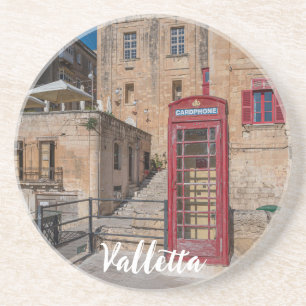 Posavasos Puesto de teléfono rojo en La Valeta Malta