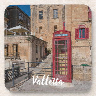 Posavasos Puesto de teléfono rojo en La Valeta Malta