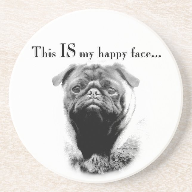 Posavasos Pug Happy Face (Frente)