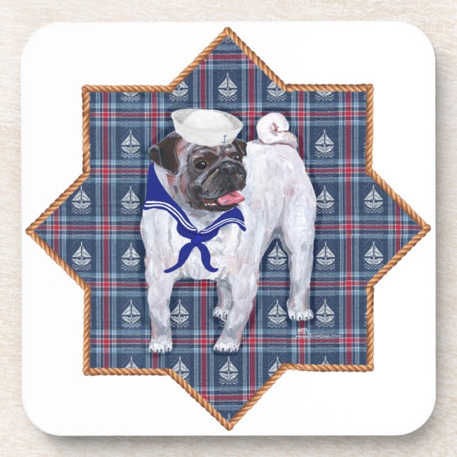 Posavasos Pug Marinero (Frente)
