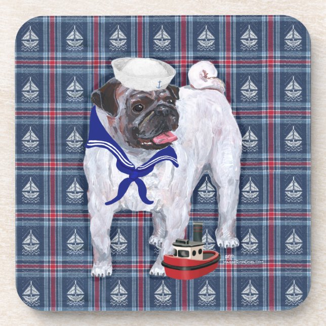 Posavasos Pug Sailor (Frente)