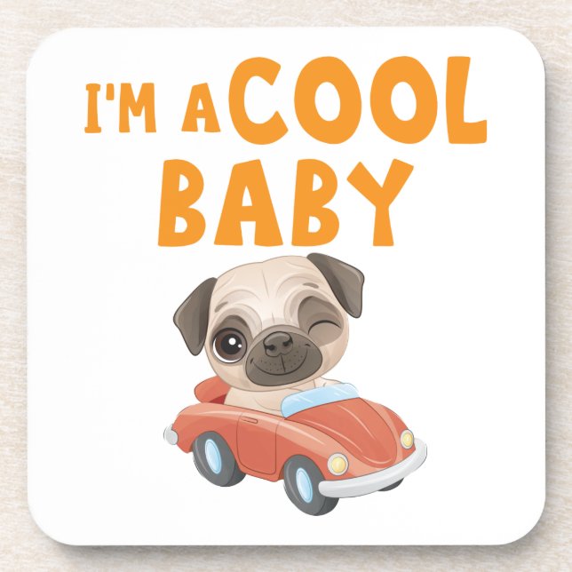 Posavasos Pug, soy un bebé de Guay (Frente)