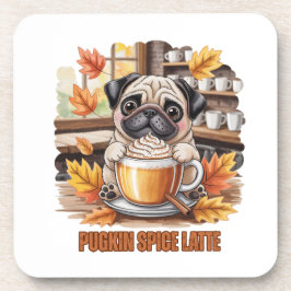 Posavasos Pugkin Spice Latte – Cute Autumn Pug Coffee Design