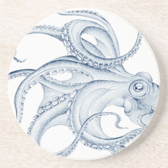 Posavasos Pulpo azul Cephalopod Tinta Kraken (Frente)