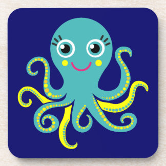 Posavasos Pulpo azul y amarillo