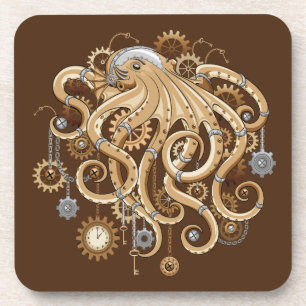 Posavasos Pulpo Steampunk Retro Fantasía Mecánica