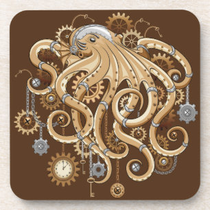Posavasos Pulpo Steampunk Retro Fantasía Mecánica