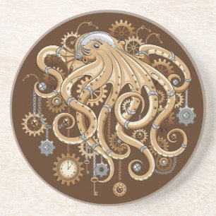 Posavasos Pulpo Steampunk Retro Fantasía Mecánica