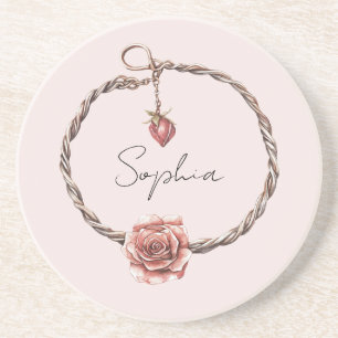 Posavasos Pulsera de encanto de rosa roja