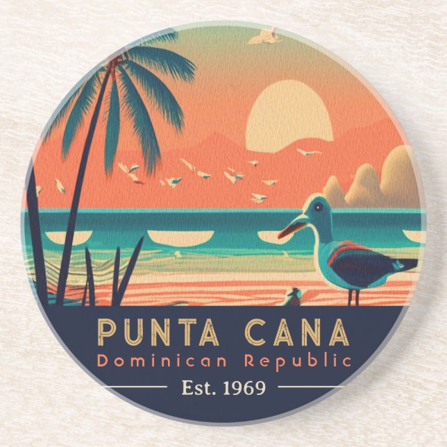 Posavasos Punta Cana DR Retro Sunset Souvenirs de los años 6 (Frente)