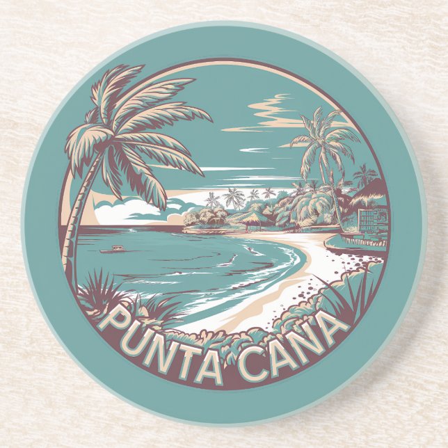 Posavasos Punta Cana Insignia de Arte de Viaje de República  (Frente)
