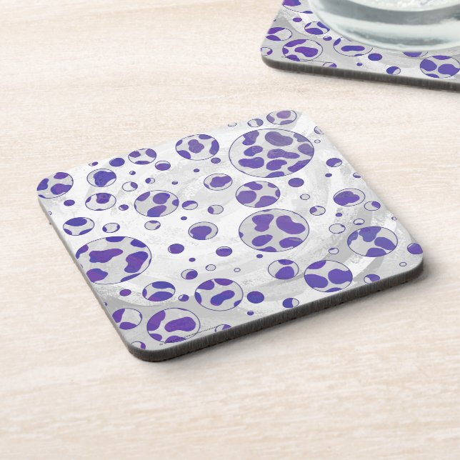 Posavasos Punto de Polka blanco y púrpura dálmata (Lado Izquierdo)