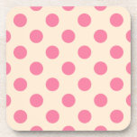 Posavasos Punto de polka rosa sobre crema<br><div class="desc">Punto de polka rosa sobre crema</div>