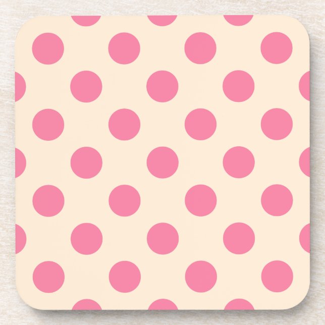 Posavasos Punto de polka rosa sobre crema (Frente)