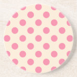 Posavasos Punto de polka rosa sobre crema<br><div class="desc">Punto de polka rosa sobre crema</div>