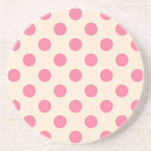 Posavasos Punto de polka rosa sobre crema
