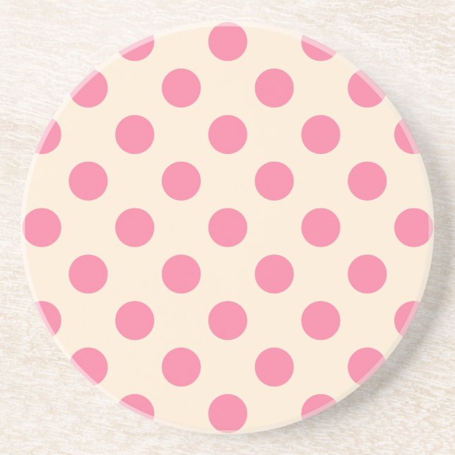 Posavasos Punto de polka rosa sobre crema (Frente)