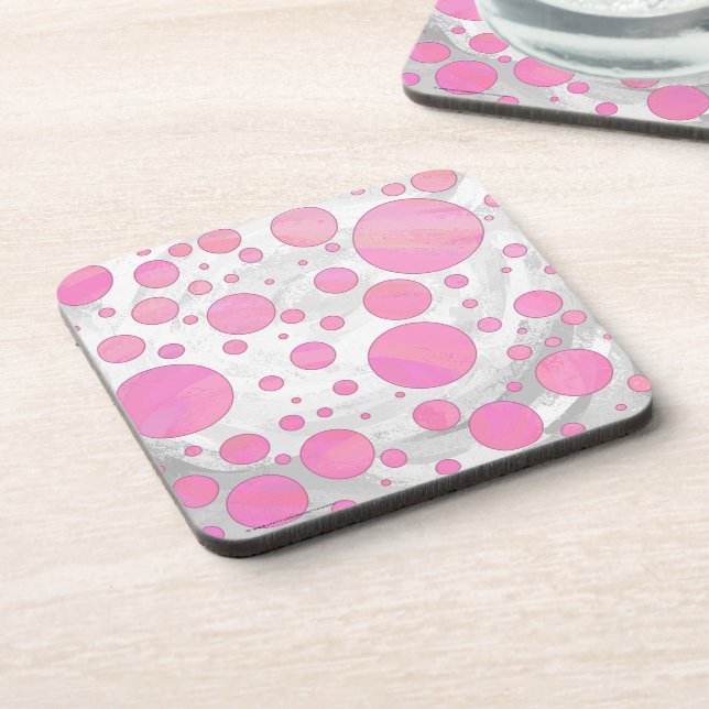 Posavasos Punto de polka rosado de golfo (Lado Izquierdo)