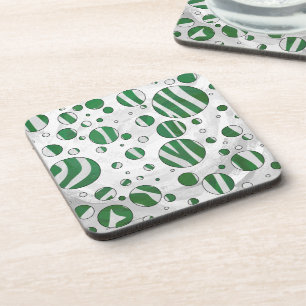Posavasos Punto de polka verde y blanco cebra