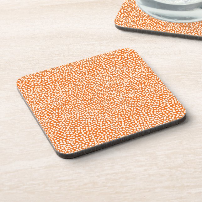 Posavasos Puntos al azar - Blanco sobre Naranja (Lado Izquierdo)