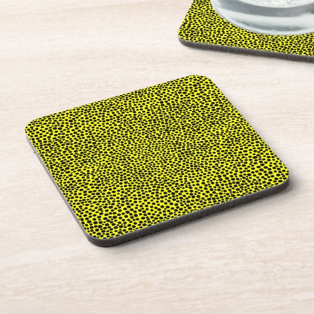 Posavasos Puntos al azar - Negro sobre amarillo (Lado Izquierdo)