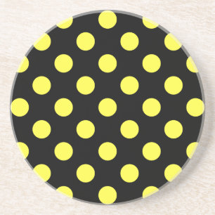 Posavasos Puntos de polka amarillos sobre fondo negro