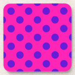 Posavasos Puntos de polka azul en fuchsia<br><div class="desc">Puntos de polka azul en fuchsia</div>