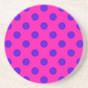 Posavasos Puntos de polka azul en fuchsia