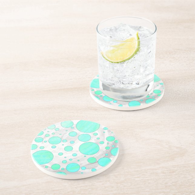 Posavasos Puntos de Polka Azul Mint Ice Aqua (Lado)