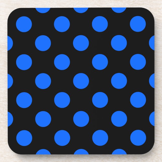 Posavasos Puntos de polka azul y negro (Frente)
