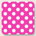Posavasos Puntos de polka blanco en fuchsia<br><div class="desc">Puntos de polka blanco en fuchsia</div>