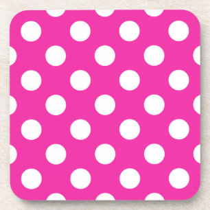 Posavasos Puntos de polka blanco en fuchsia