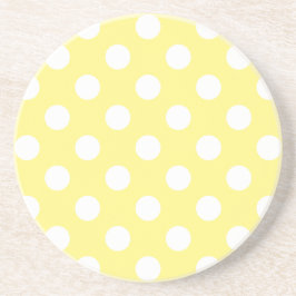Posavasos Puntos de polka blanco sobre amarillo limón