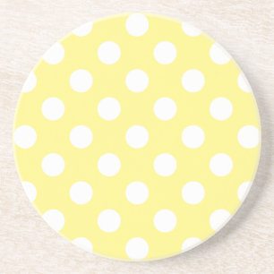 Posavasos Puntos de polka blanco sobre amarillo limón