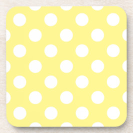 Posavasos Puntos de polka blanco sobre amarillo limón